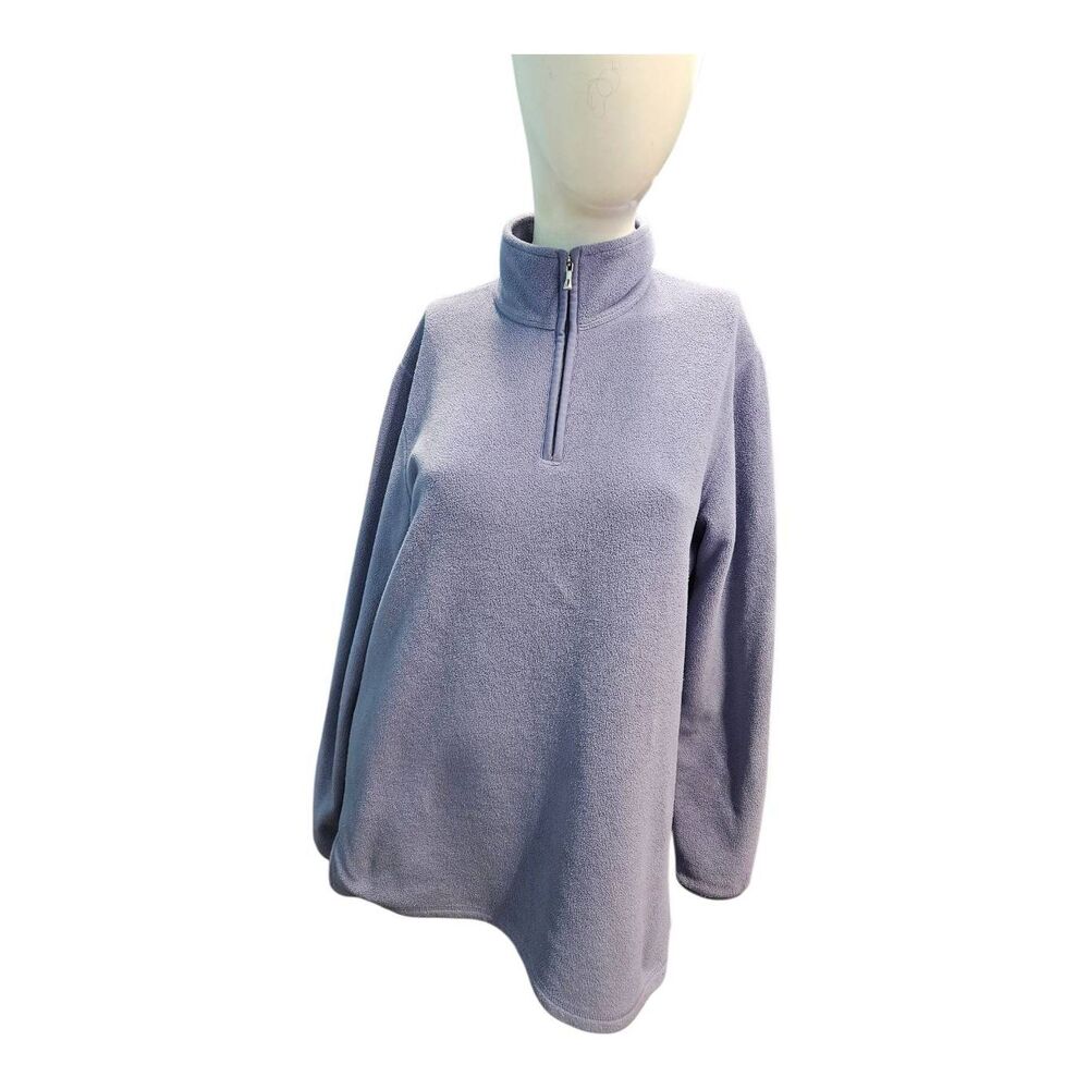 Lands End Perwinkle Sweatshirt Womens Size Medium Fleece Quarter Zip